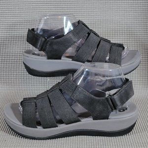 Clarks Cloudsteppers Aria Shaylie Black/Grey Strappy Sandals - Size 9M